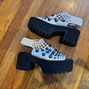 Jeffrey Campbell White Studded Platform Sandals